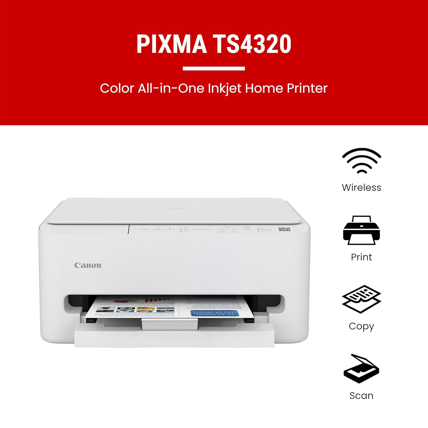 Canon PIXMA TS4320 Wireless Color Inkjet Printer for Duplex Printing - Image 5