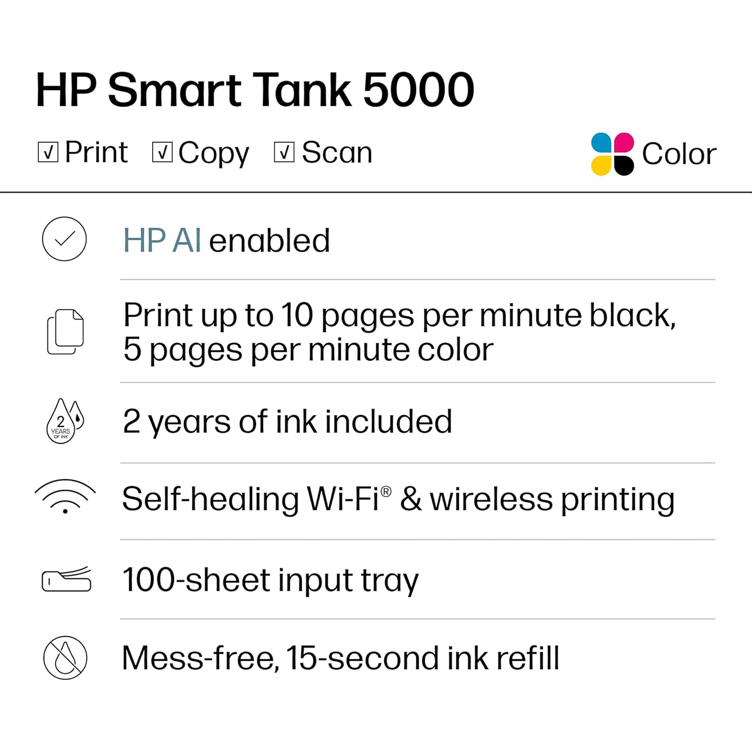 HP Smart Tank 5000 Wireless All-in-One Ink Tank Printer - Image 4