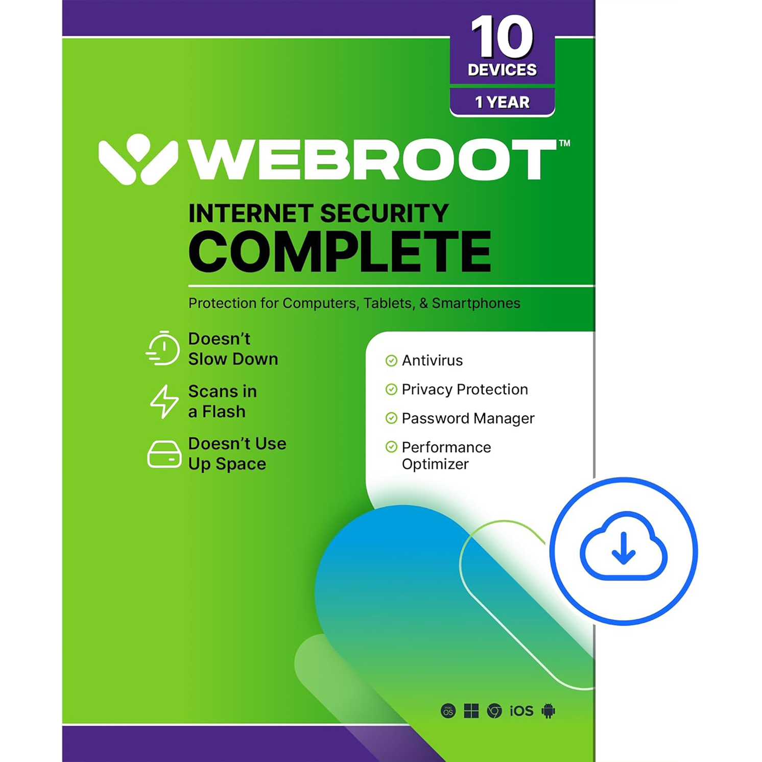 Webroot Internet Security Complete Antivirus Software 2026 10 Device 1 Year